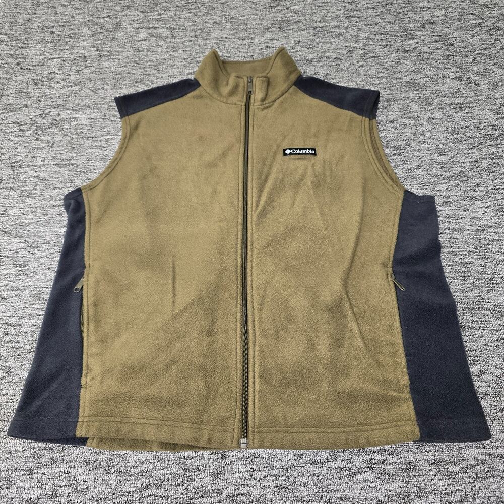 Columbia Steens Mountain 2.0 Fleece Vest Men's XL Olive Brown Blue Full Zip Up